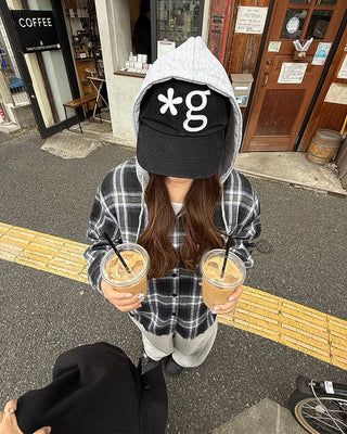 Hooded checkered shirt