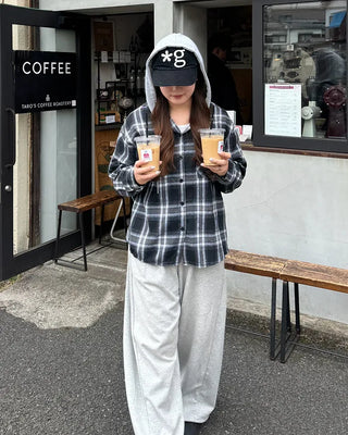 Hooded checkered shirt