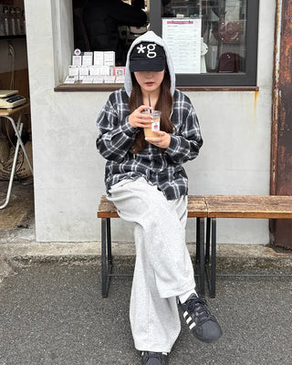 Hooded checkered shirt