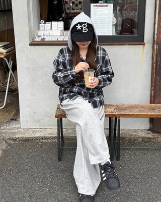Hooded checkered shirt