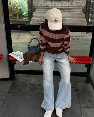 Washed wide denim pants