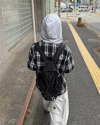 Hooded checkered shirt