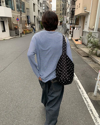 Striped round neck long-sleeved T-shirt