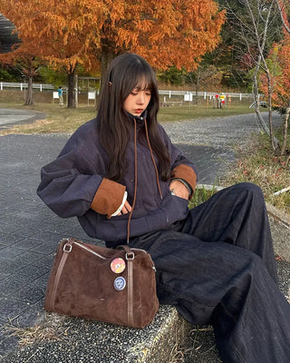 Drawstring high-neck zip-up jacket