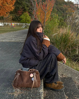 Drawstring high-neck zip-up jacket
