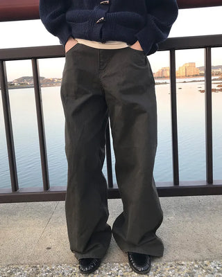 Pinstripe Wide Cotton Pants