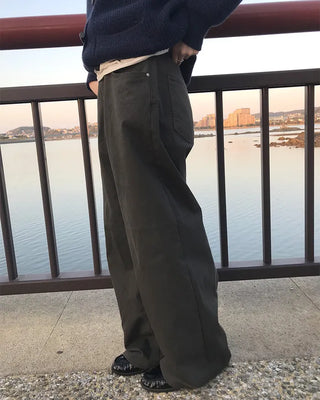 Pinstripe Wide Cotton Pants