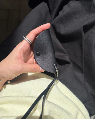 Half-moon leather eyeglass holder