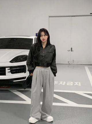 [3 colors] Pleated wide training pants