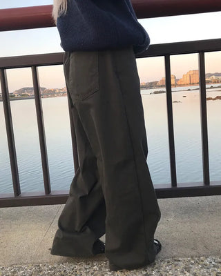 Pinstripe Wide Cotton Pants