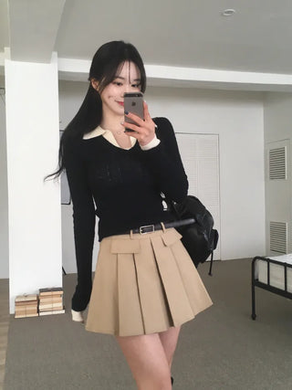 2-pocket pleated skirt
