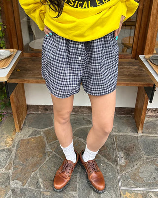 Checked drawstring waist shorts