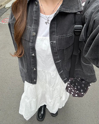 Pocket Color Denim Jacket