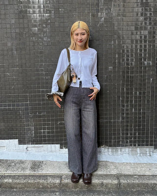 Striped cotton wide-leg pants