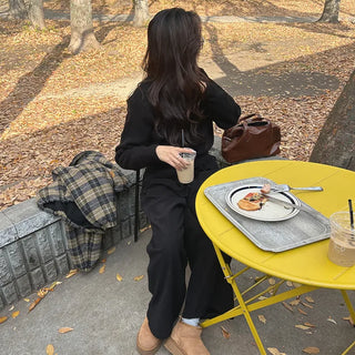 Corduroy strap wide pants