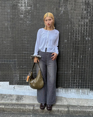 Striped cotton wide-leg pants