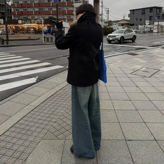 Vintage Wash Wide Denim Pants