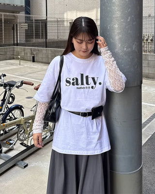 Lace sheer sleeve layered T-shirt