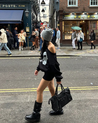 2-Way Studded Square Boston Bag