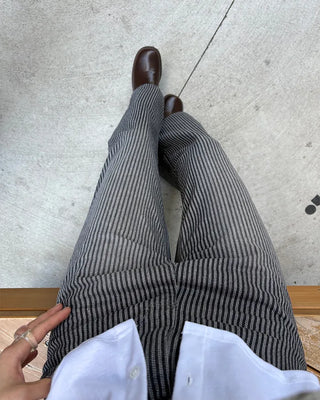 Striped cotton wide-leg pants
