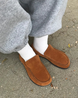 Suede square loafers