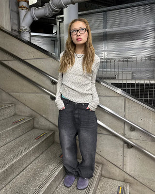 (Unisex) Whisker Wash Rib Denim Pants