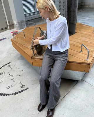 Striped cotton wide-leg pants