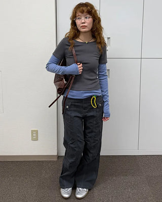 Semi-wide bootcut basket pants