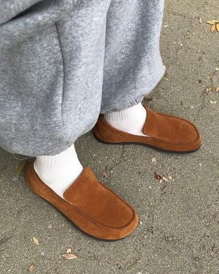 Suede square loafers