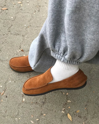 Suede square loafers