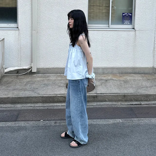 Ribbon sleeveless blouse & scrunchie set