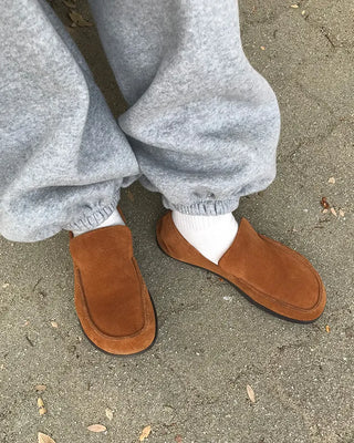 Suede square loafers