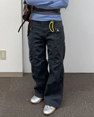 Semi-wide bootcut basket pants