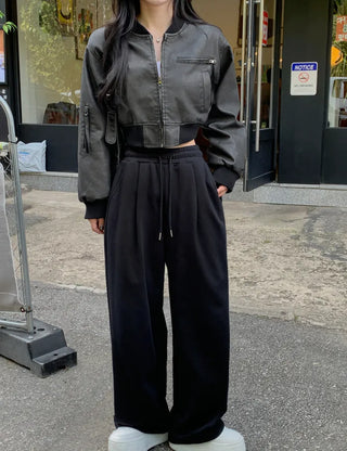 [3 colors] Pleated wide training pants