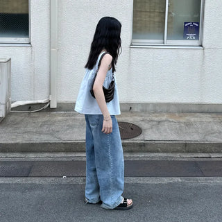 Ribbon sleeveless blouse & scrunchie set