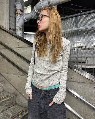 Waffle Mini Flower Slim Long Sleeve Cut and Sew