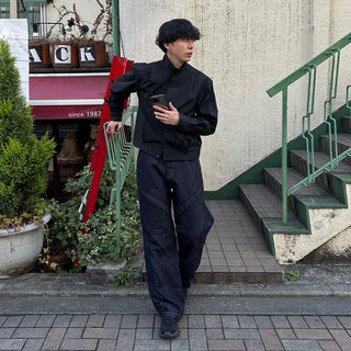 High-neck cropped blouson