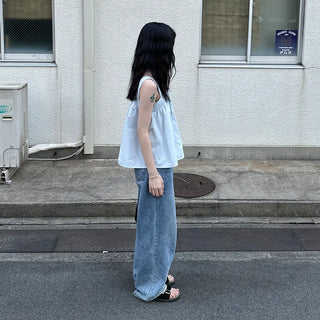 Ribbon sleeveless blouse & scrunchie set