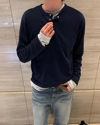 (Unisex) Henley Neck Long Sleeve T-Shirt