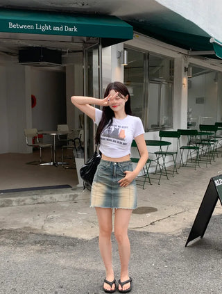 Printed Shirred Cropped T-Shirt (3 colors)