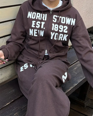 EST.1892 Patch Cropped Double Zip Hoodie