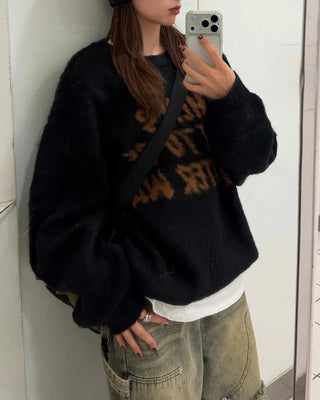 (Unisex) Jacquard Lettering English Knit