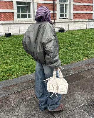 2-Way Vintage Double Pocket Square Boston Bag