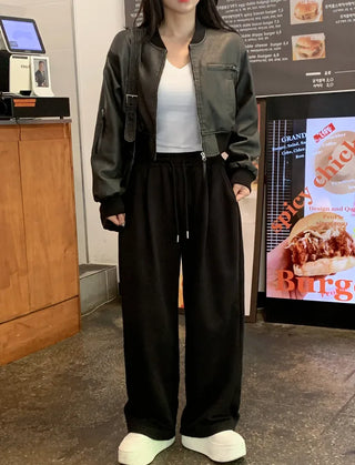 [3 colors] Pleated wide training pants