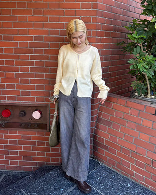 Striped cotton wide-leg pants