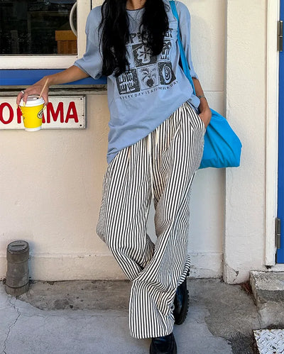 Wrinkle Wide Stripe Pants
