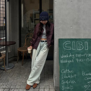 Unisex Mint Wash Wide Denim Pants