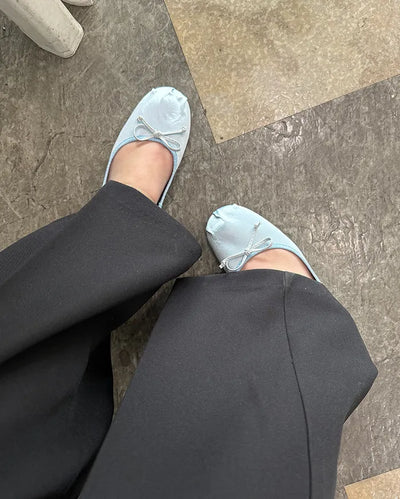 Rubber band satin ballet flats