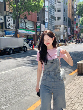 Denim Slit Overalls