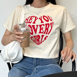 Lovely Heart Cropped Short-Sleeve T-Shirt